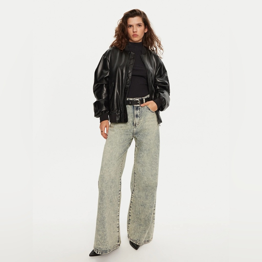 One Teaspoon Love Machines Super Wide Leg Denim Jeans Blue Dust sz 25 NWOT